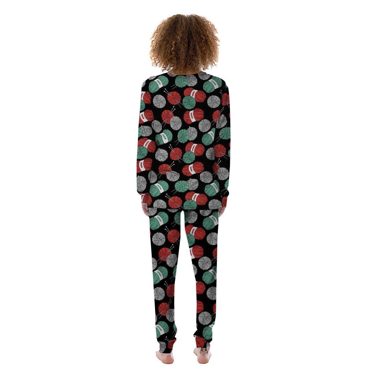 Yarn Knitting Print Pattern Women's Pajamas-grizzshop
