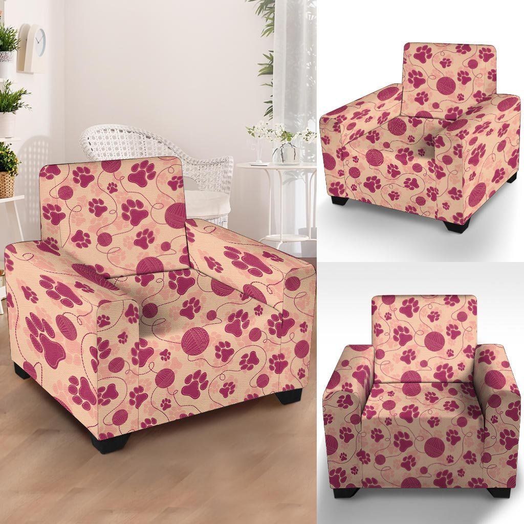 Yarn Paw Print Armchair Cover-grizzshop