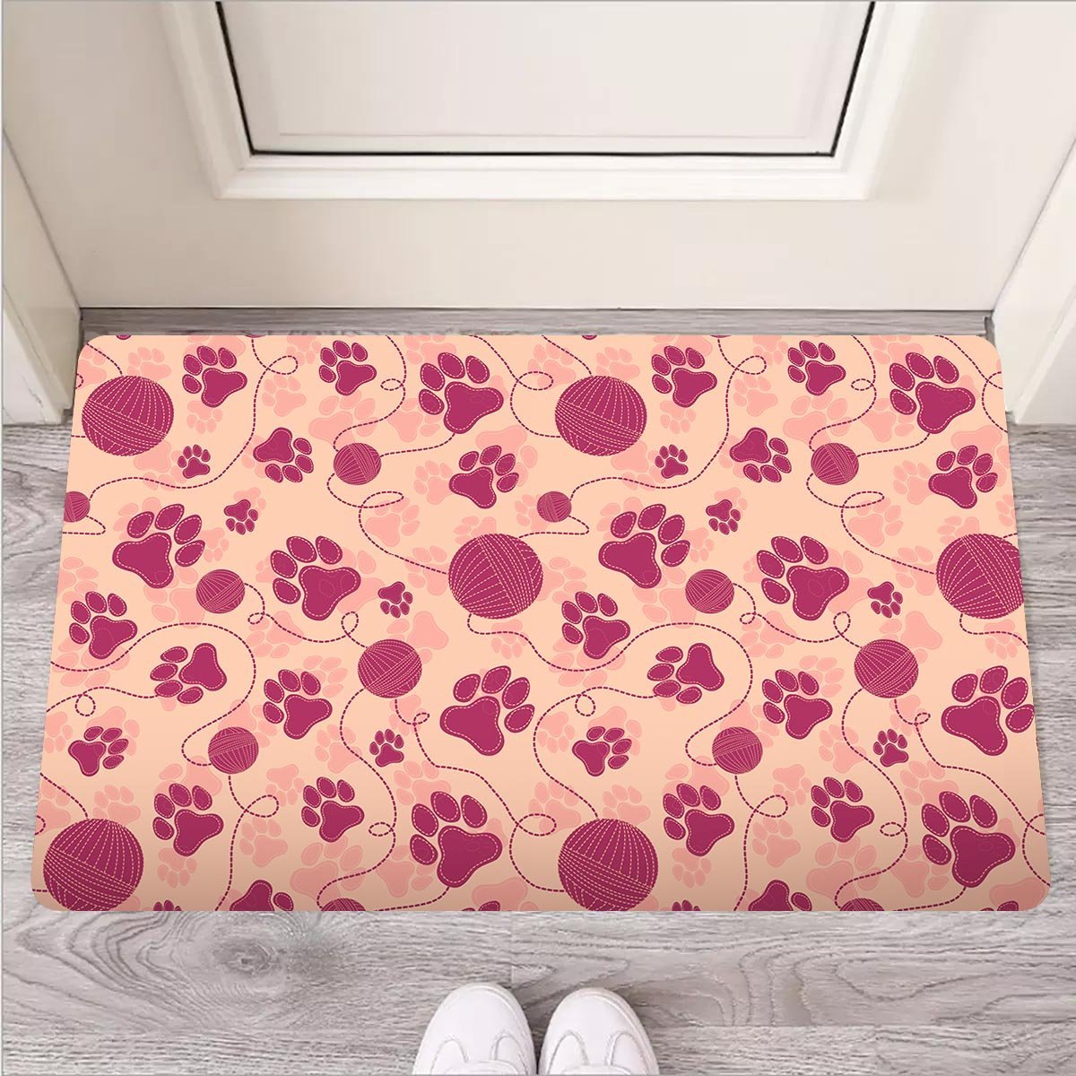 Yarn Paw Print Door Mat-grizzshop