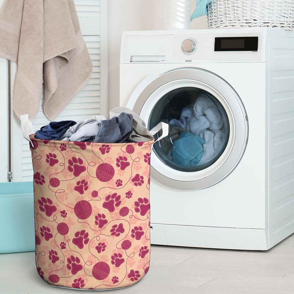 Yarn Paw Print Laundry Basket-grizzshop