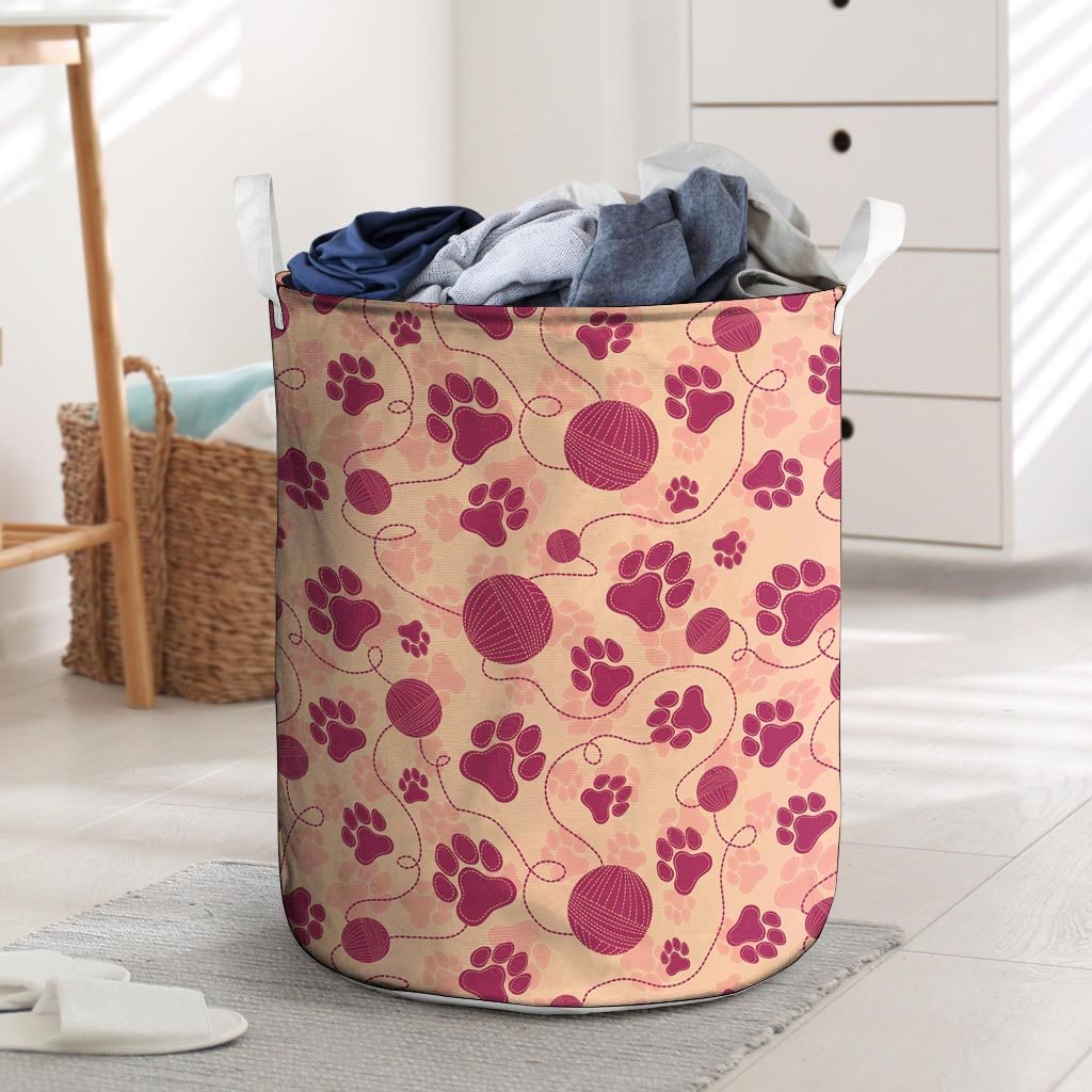 Yarn Paw Print Laundry Basket-grizzshop