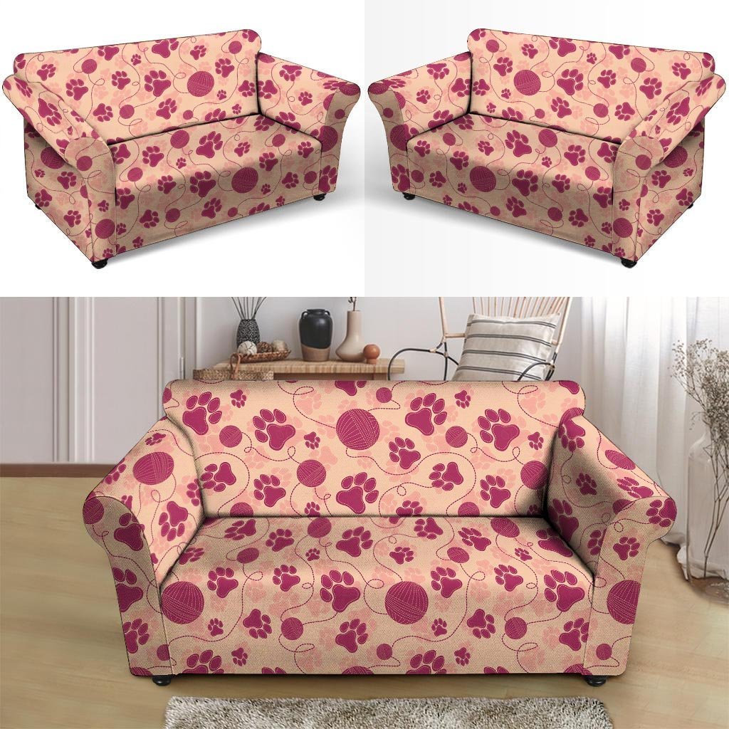 Yarn Paw Print Loveseat Cover-grizzshop