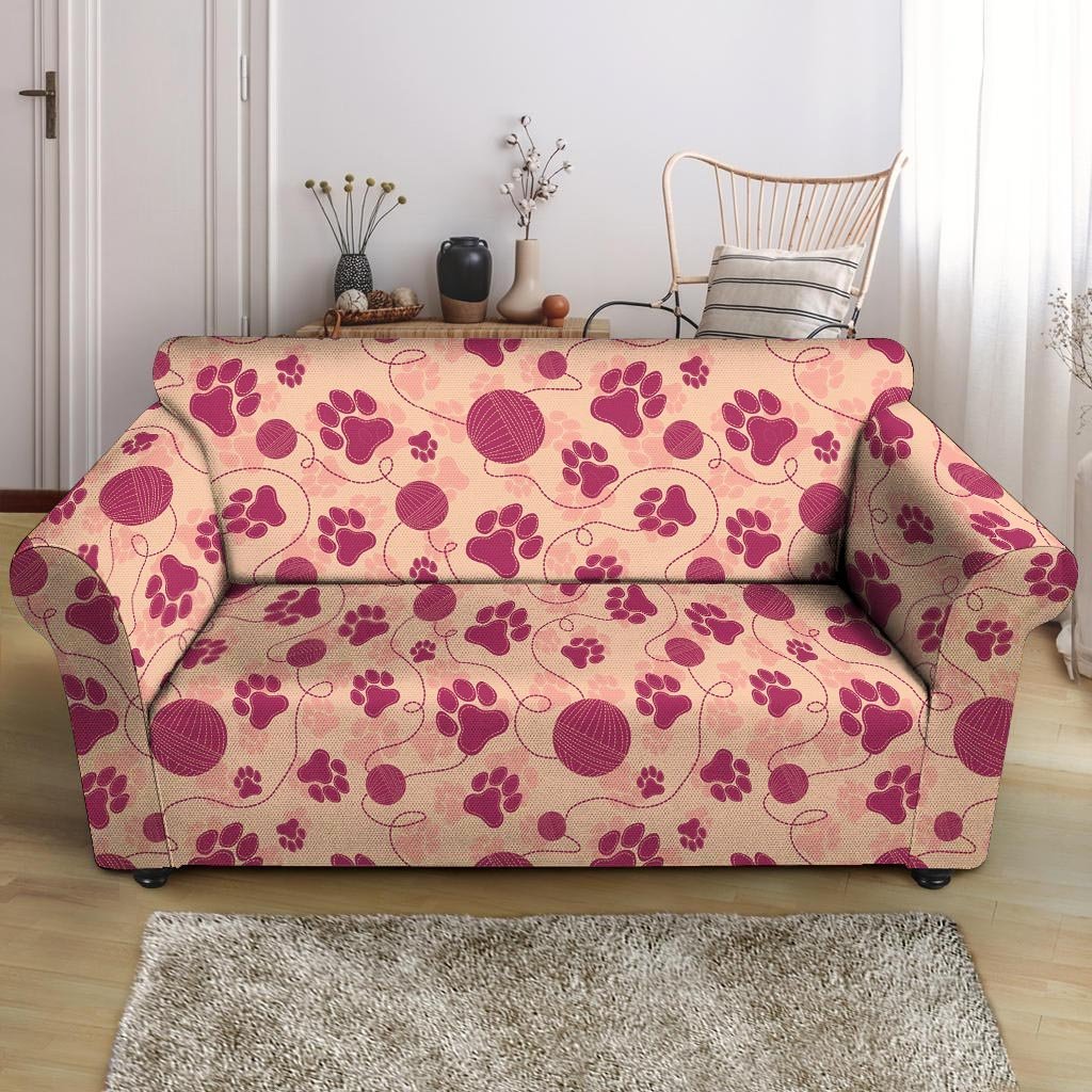 Yarn Paw Print Loveseat Cover-grizzshop