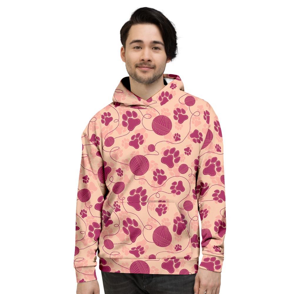 Yarn Paw Print Men's Hoodie-grizzshop