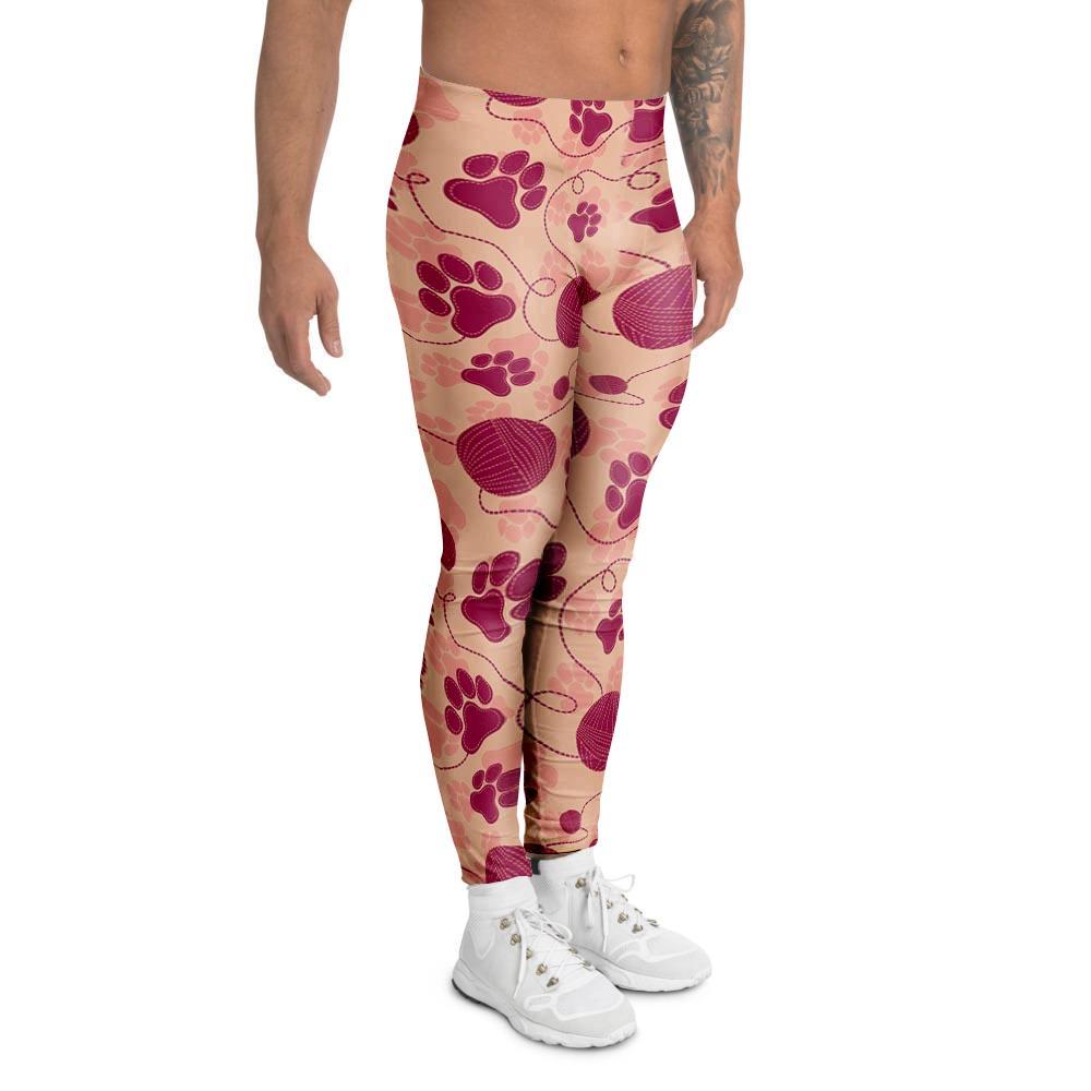 Yarn Paw Print Men's Leggings-grizzshop