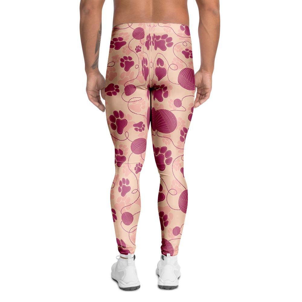 Yarn Paw Print Men's Leggings-grizzshop