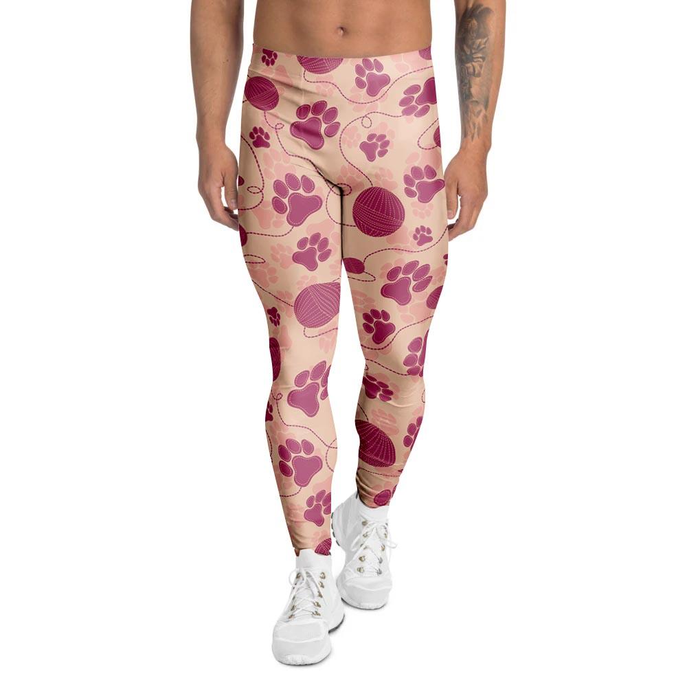 Yarn Paw Print Men's Leggings-grizzshop