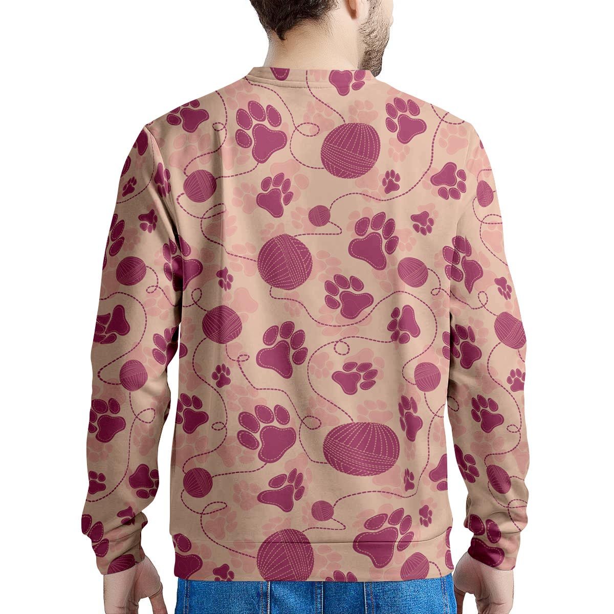 Yarn Paw Print Men's Sweatshirt-grizzshop