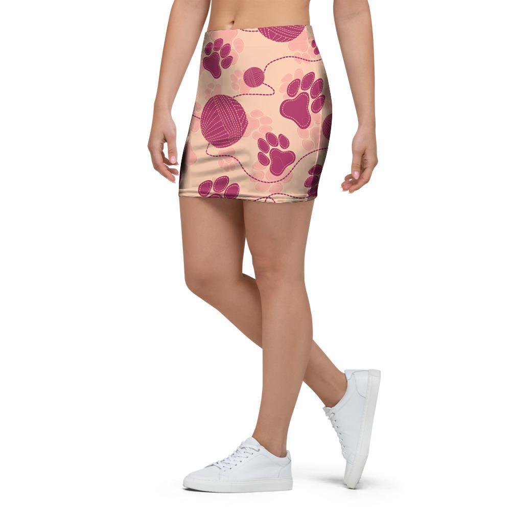 Yarn Paw Print Mini Skirt-grizzshop
