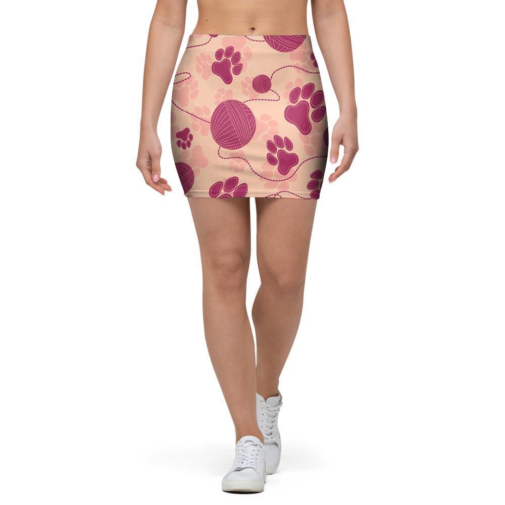 Yarn Paw Print Mini Skirt-grizzshop