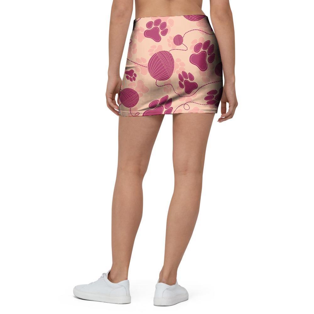 Yarn Paw Print Mini Skirt-grizzshop