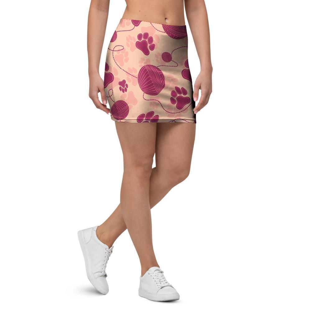 Yarn Paw Print Mini Skirt-grizzshop
