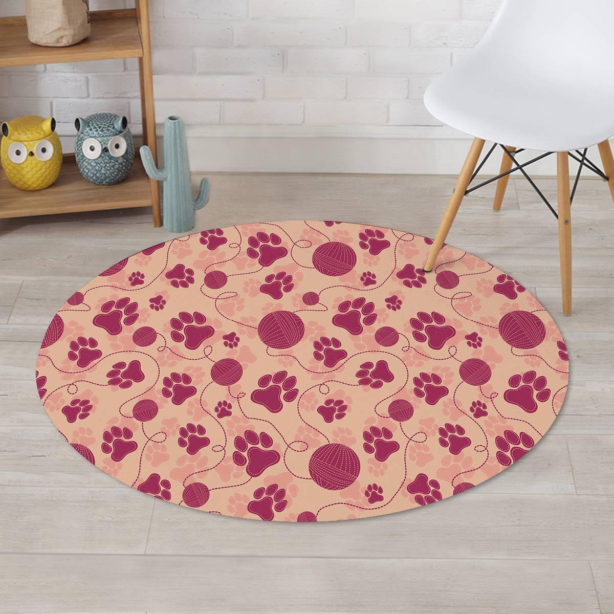 Yarn Paw Print Round Rug-grizzshop