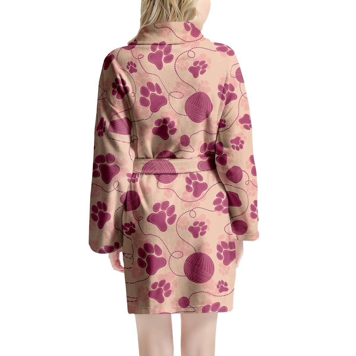 Yarn Paw Print Women's Robe-grizzshop