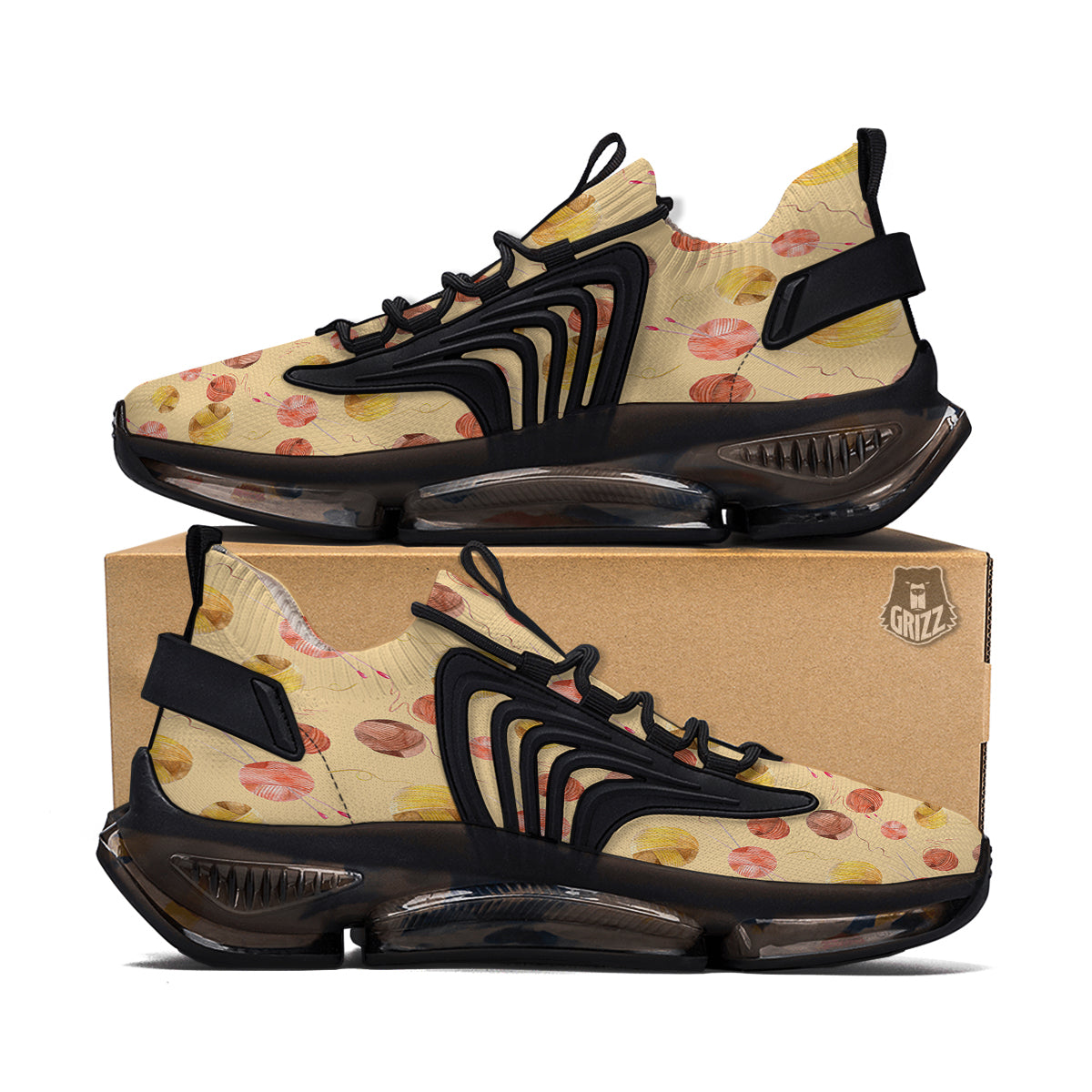 Yarn Watercolor Print Pattern Black Gym Shoes-grizzshop