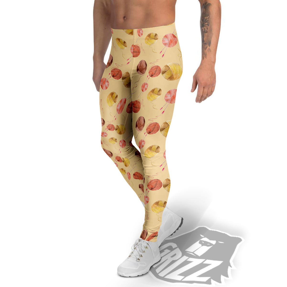 Yarn Watercolor Print Pattern Men's Leggings-grizzshop