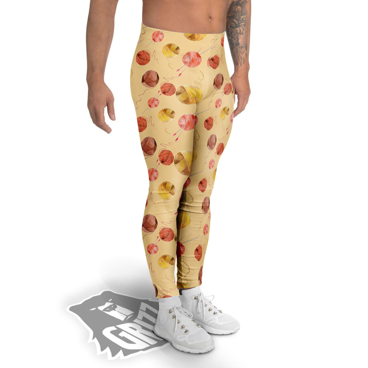 Yarn Watercolor Print Pattern Men's Leggings-grizzshop