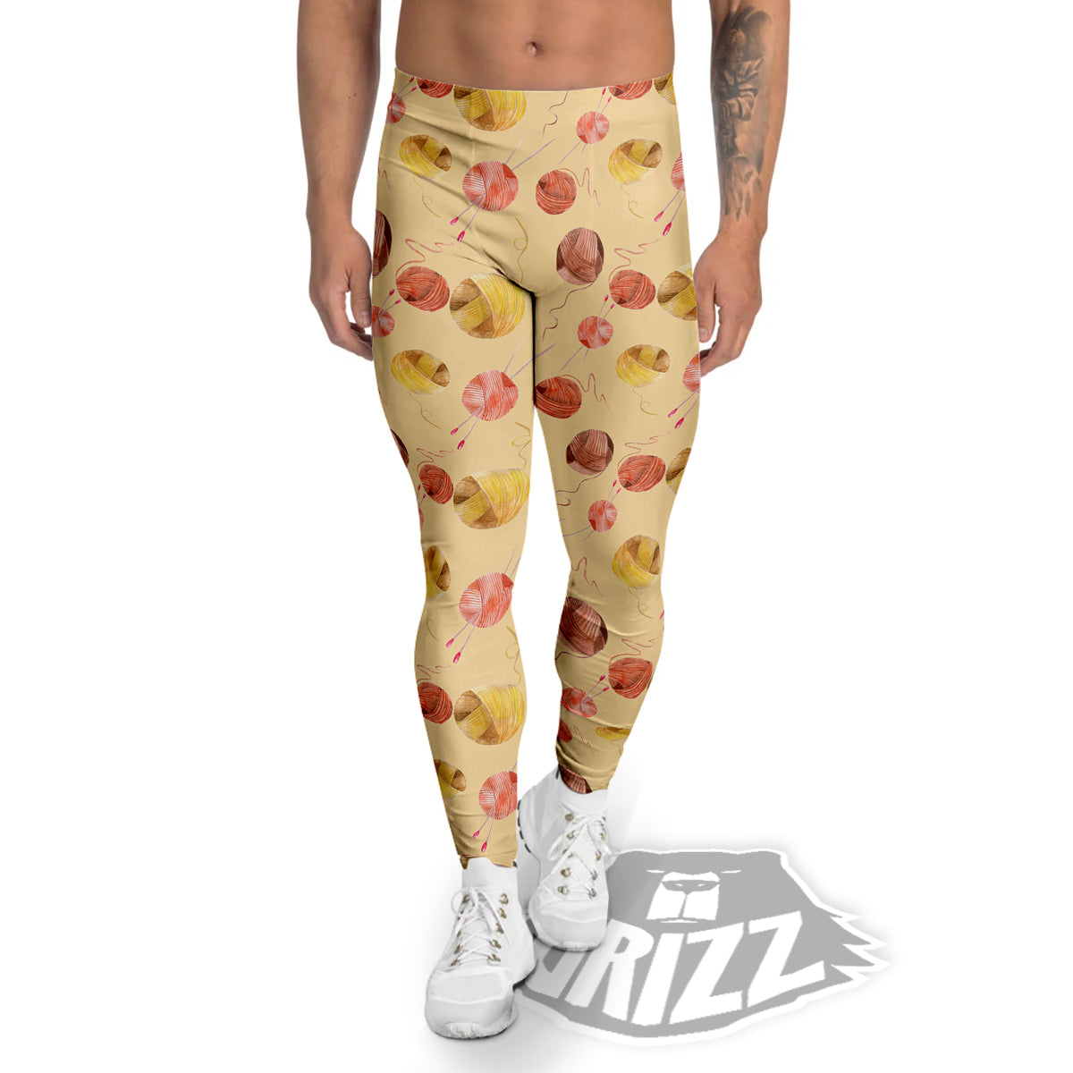 Yarn Watercolor Print Pattern Men's Leggings-grizzshop