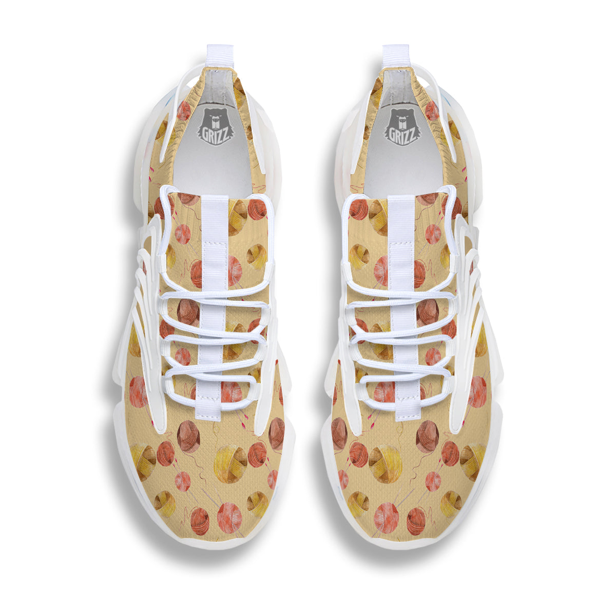 Yarn Watercolor Print Pattern White Gym Shoes-grizzshop
