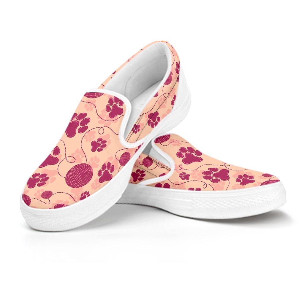 Yarn Paw Print Men's Slip On Sneakers-grizzshop