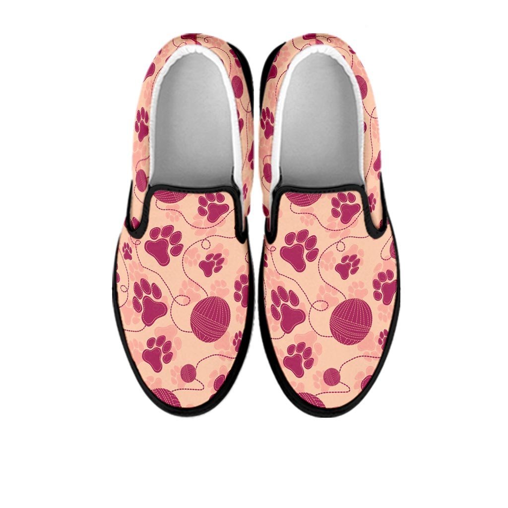 Yarn Paw Print Men's Slip On Sneakers-grizzshop