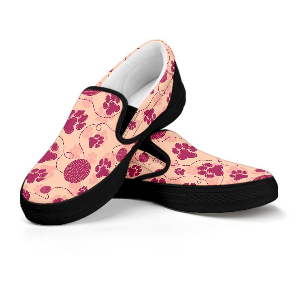 Yarn Paw Print Men's Slip On Sneakers-grizzshop