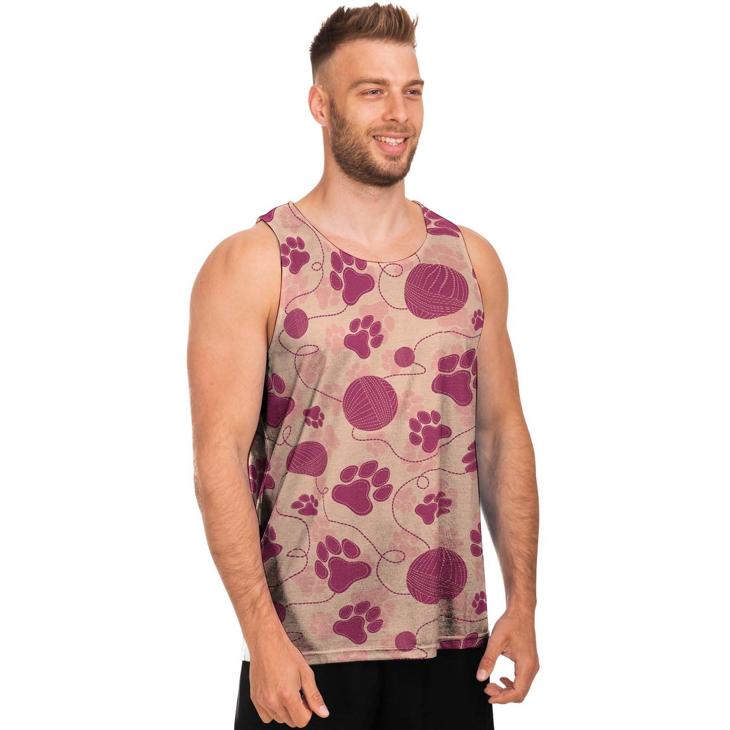 Yarn Paw Print Men's Tank Tops-grizzshop