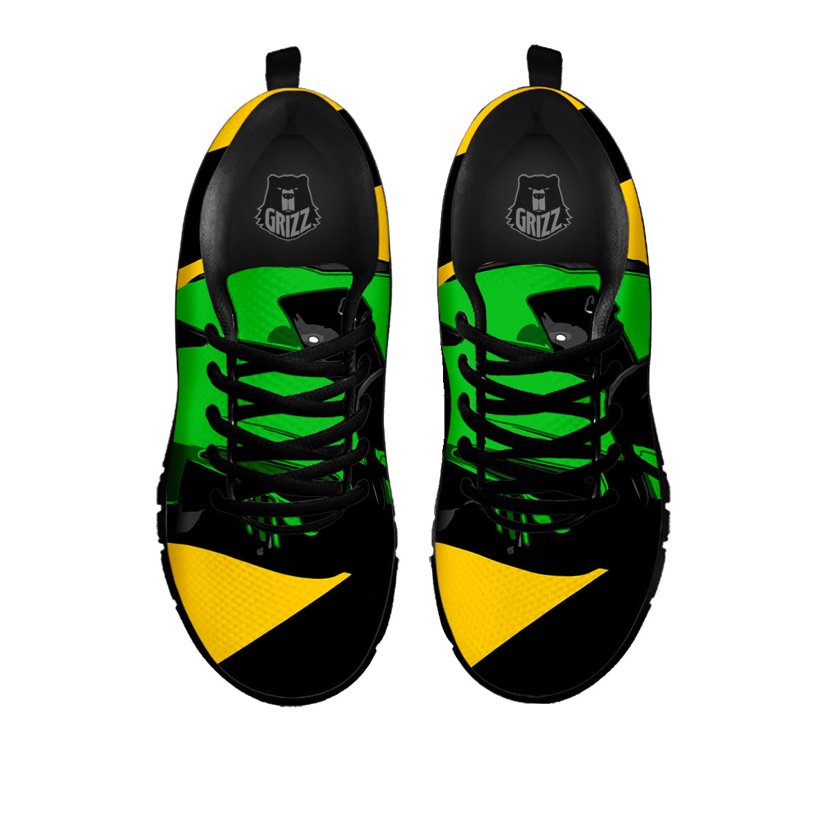 Yellow And Green Helmet Print Black Sneaker-grizzshop