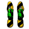 Yellow And Green Helmet Print Muay Thai Shin Guards-grizzshop