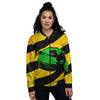 Yellow And Green Helmet Print Women's Bomber Jacket-grizzshop