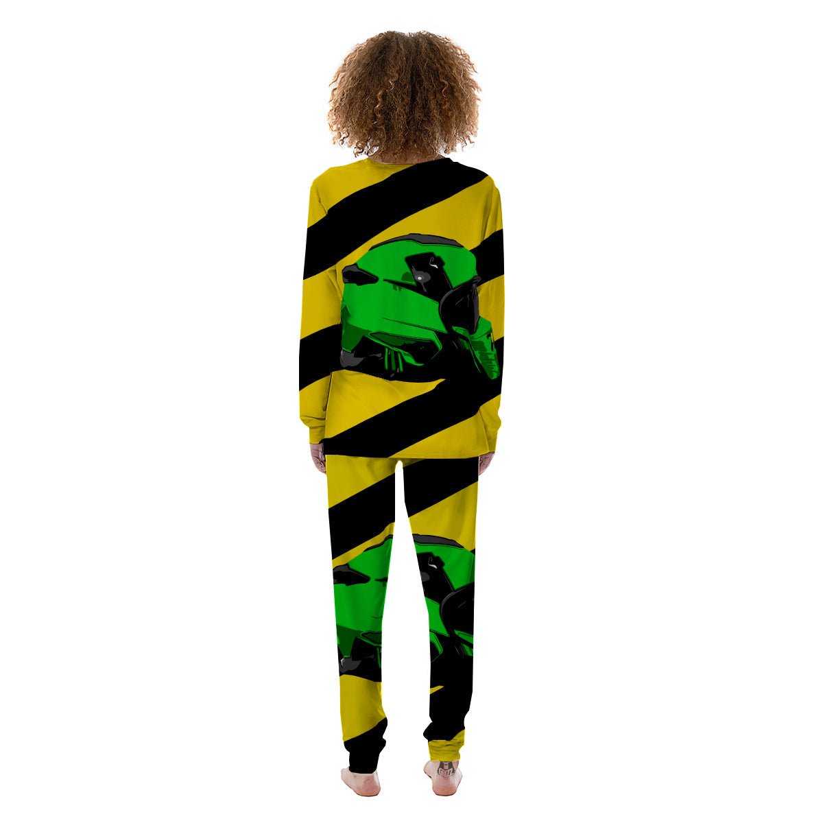 Yellow And Green Helmet Print Women's Pajamas-grizzshop