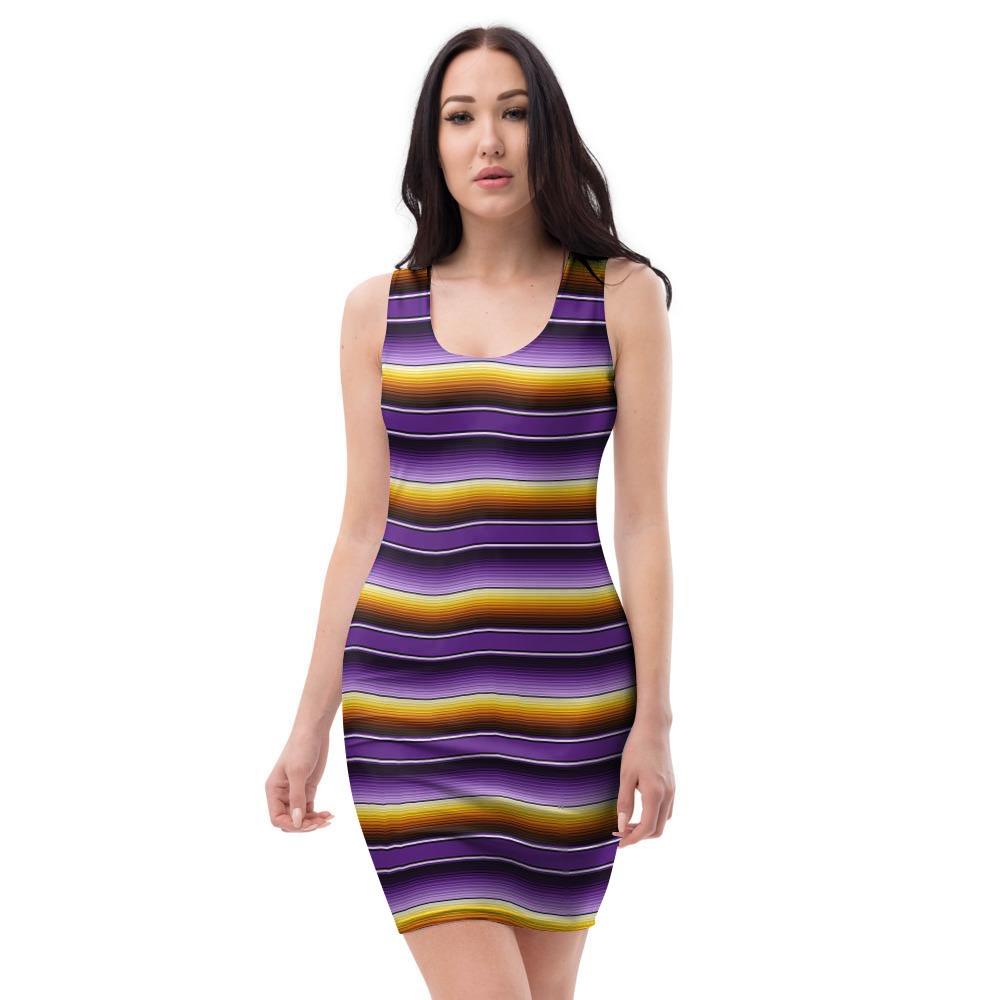 Yellow And Purple Mexican Baja Bodycon Dress-grizzshop