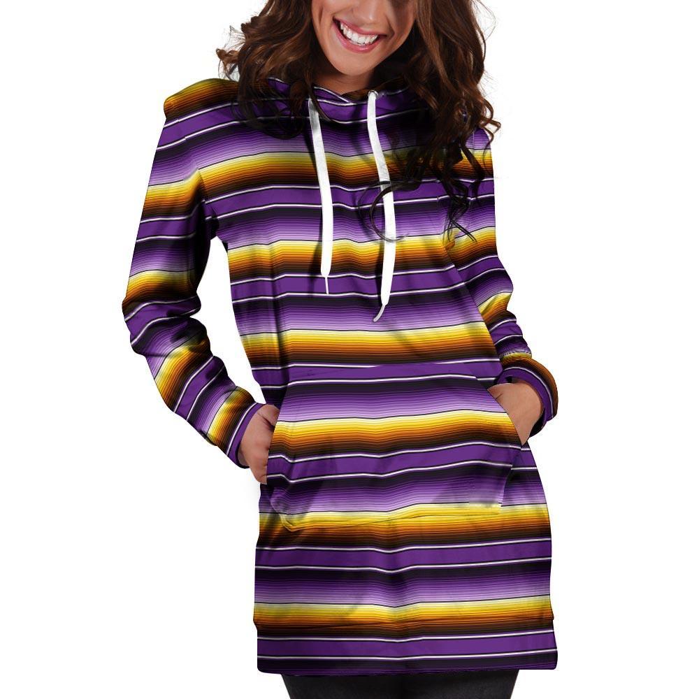 Yellow And Purple Mexican Baja Hoodie Dress-grizzshop