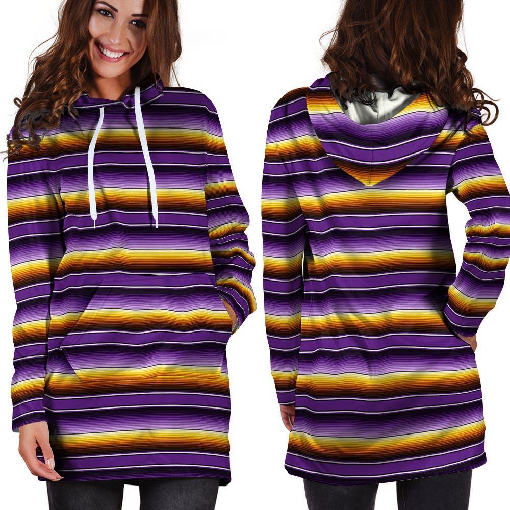 Yellow And Purple Mexican Baja Hoodie Dress-grizzshop