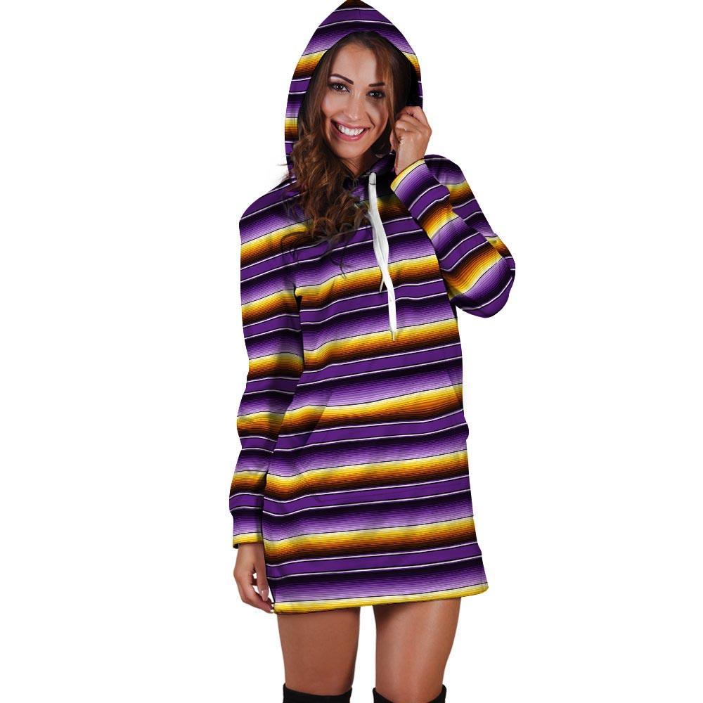 Yellow And Purple Mexican Baja Hoodie Dress-grizzshop