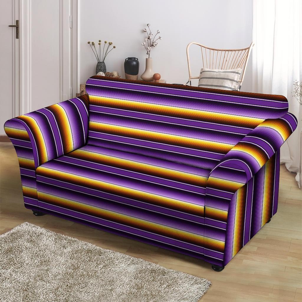 Yellow And Purple Mexican Baja Loveseat Cover-grizzshop