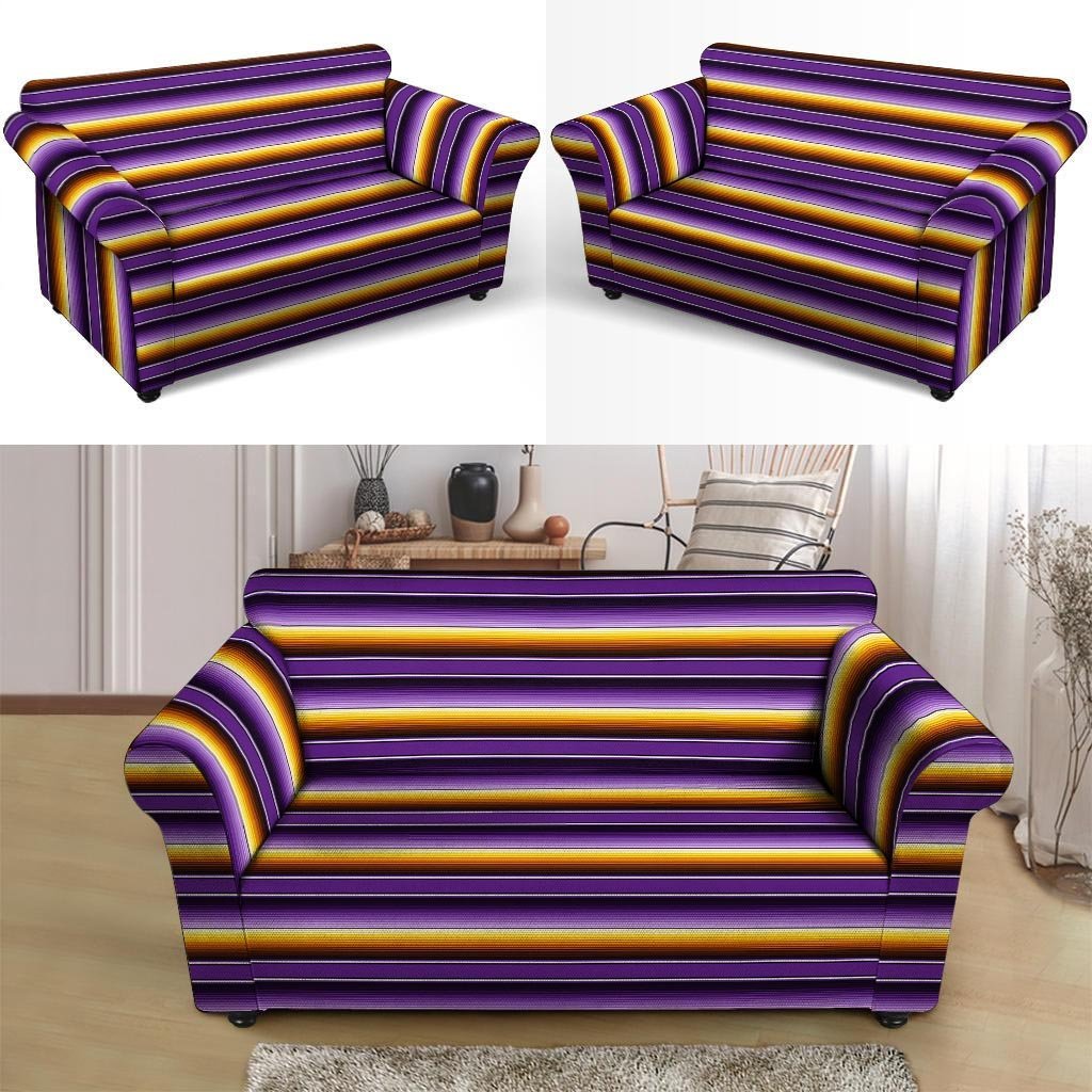 Yellow And Purple Mexican Baja Loveseat Cover-grizzshop