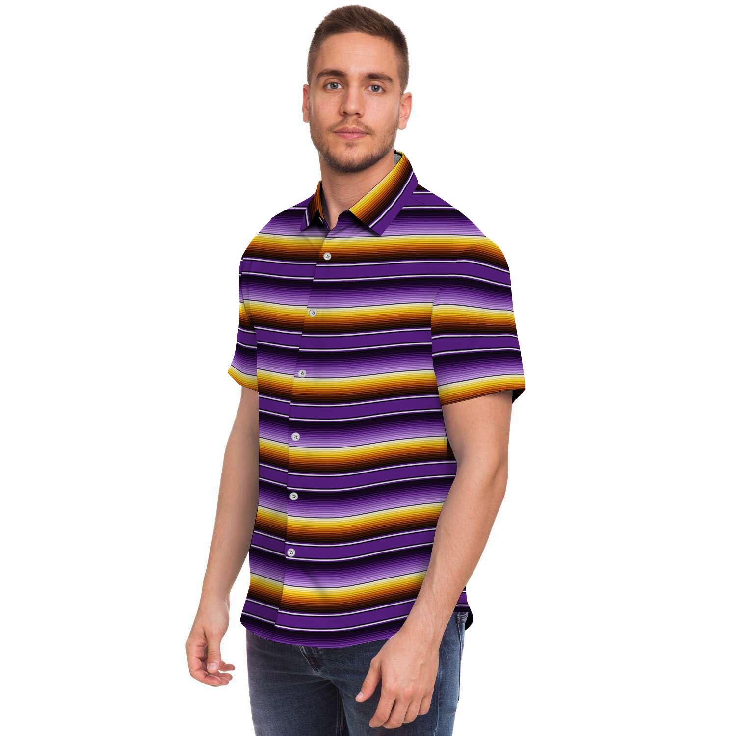 Yellow And Purple Mexican Baja Men's Short Sleeve Shirt-grizzshop