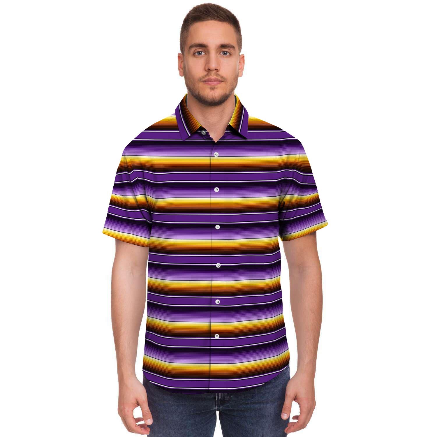Yellow And Purple Mexican Baja Men's Short Sleeve Shirt-grizzshop