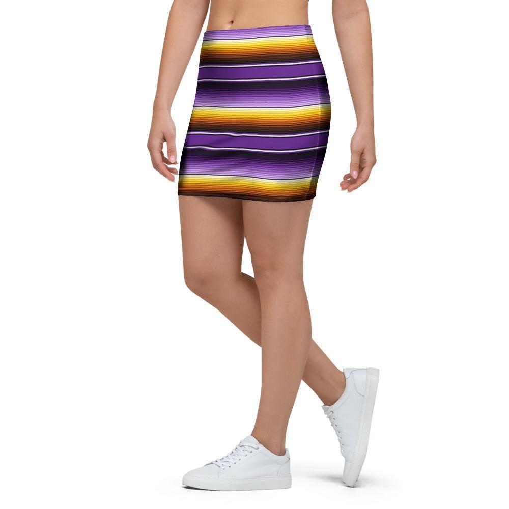 Yellow And Purple Mexican Baja Mini Skirt-grizzshop
