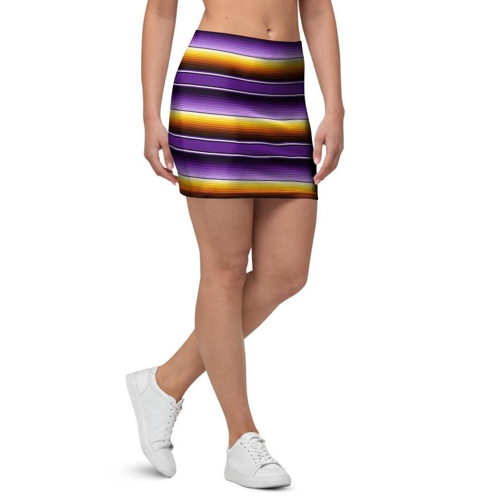 Yellow And Purple Mexican Baja Mini Skirt-grizzshop