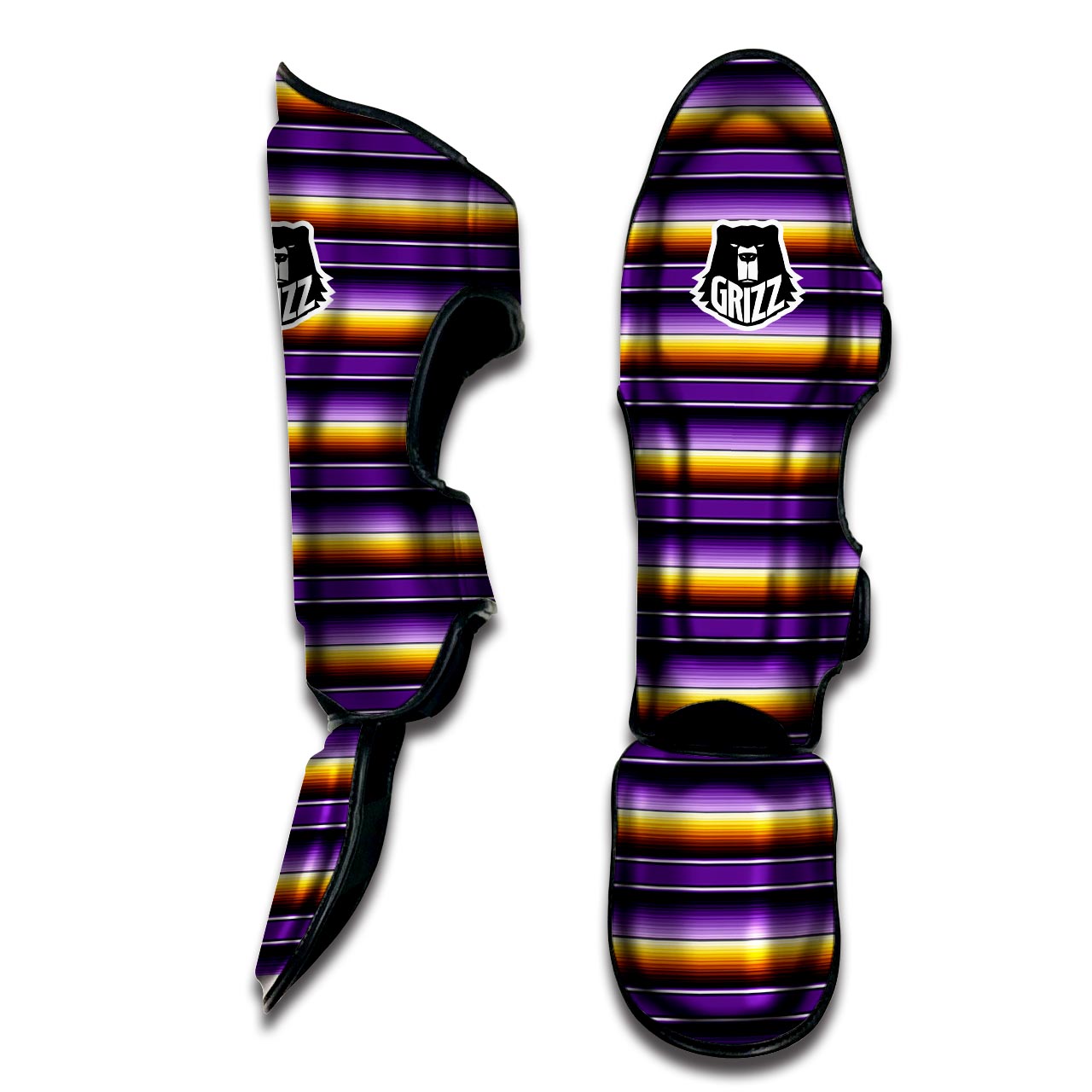 Yellow And Purple Mexican Baja Muay Thai Shin Guard-grizzshop