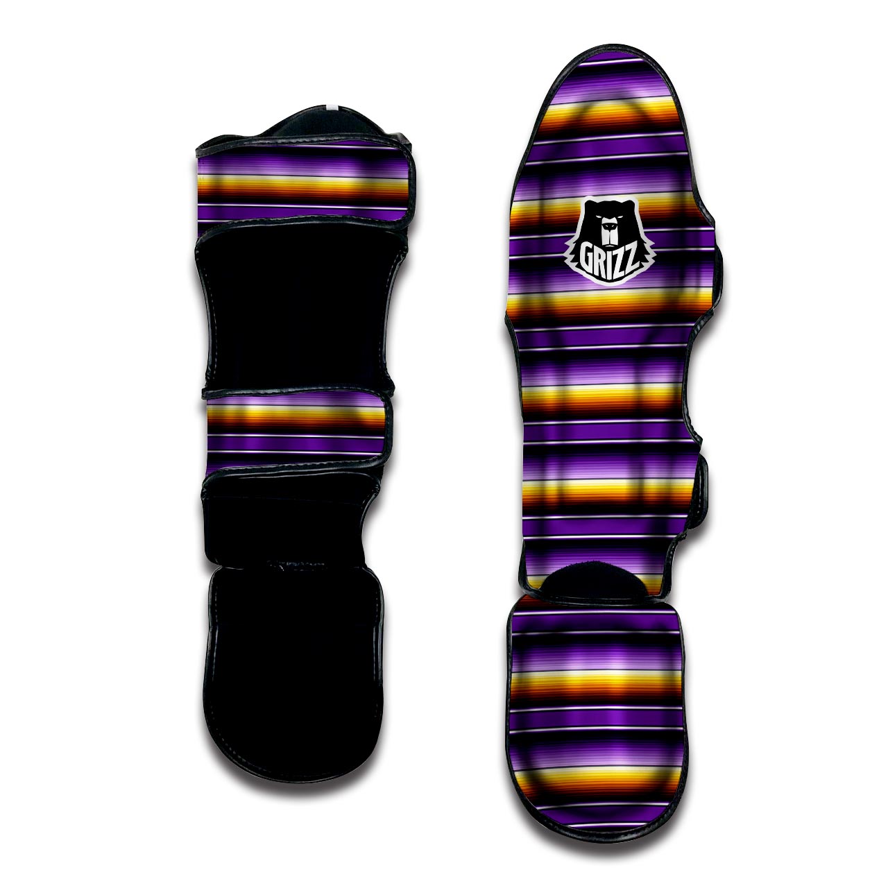 Yellow And Purple Mexican Baja Muay Thai Shin Guard-grizzshop