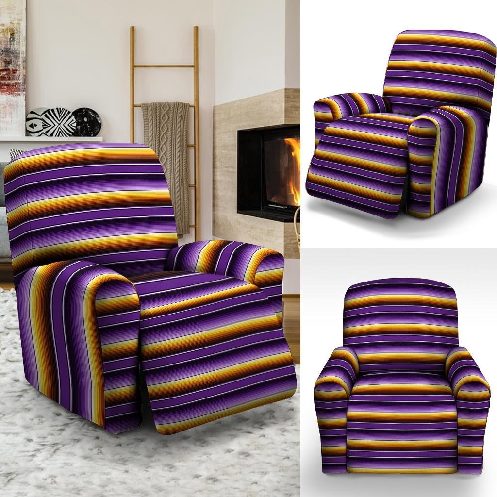 Yellow And Purple Mexican Baja Recliner Cover-grizzshop