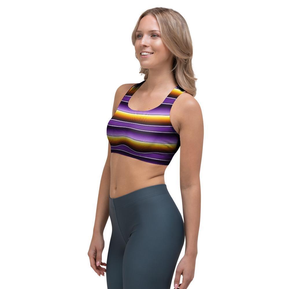 Yellow And Purple Mexican Baja Sports Bra-grizzshop