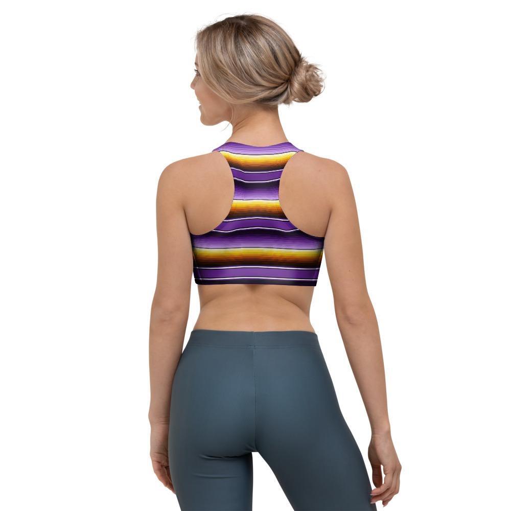 Yellow And Purple Mexican Baja Sports Bra-grizzshop