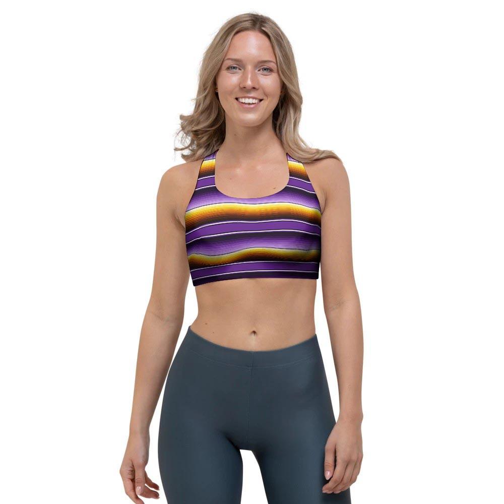 Yellow And Purple Mexican Baja Sports Bra-grizzshop