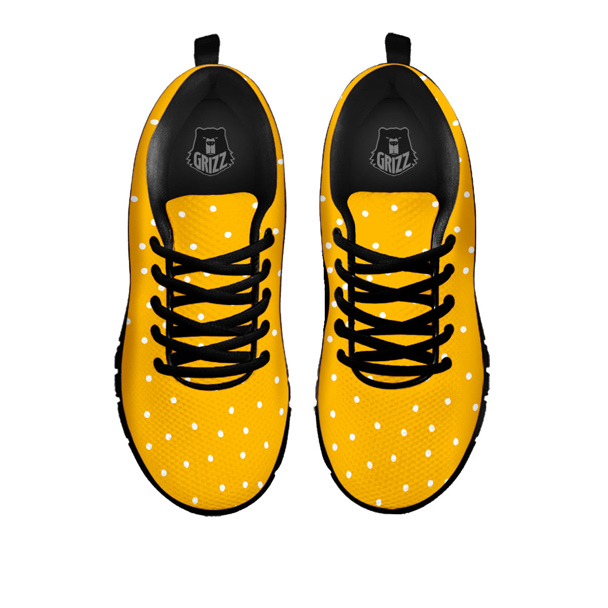 Yellow And White Polka Dot Print Pattern Black Sneaker-grizzshop