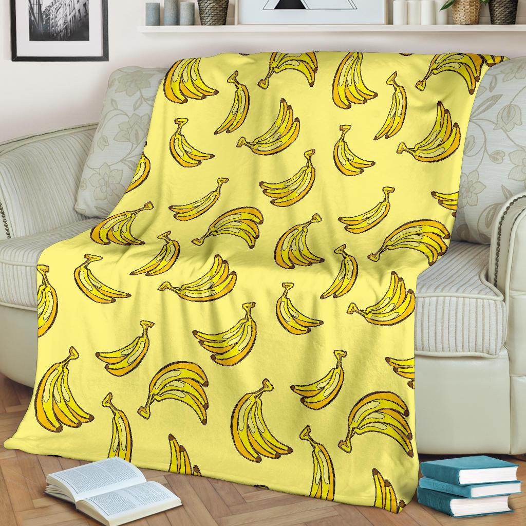 Yellow Banana Pattern Print Blanket-grizzshop