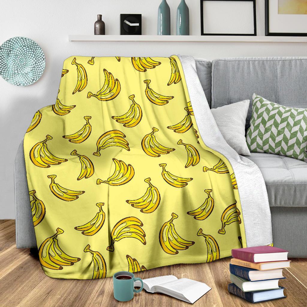 Yellow Banana Pattern Print Blanket-grizzshop